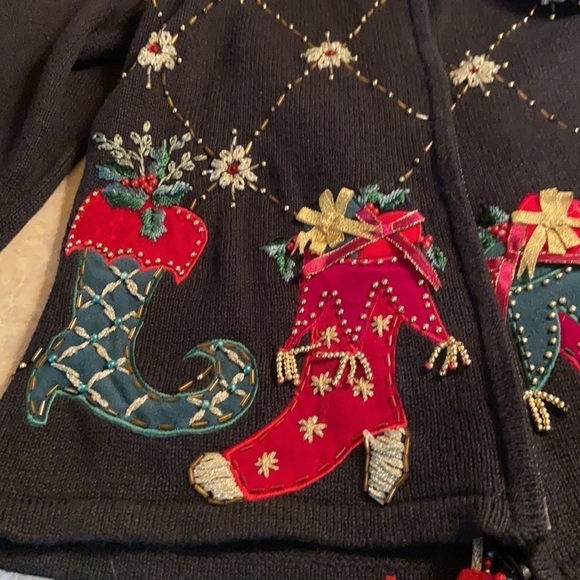 Heirloom Collectibles front Zip Christmas Sweater - Picture 6 of 7
